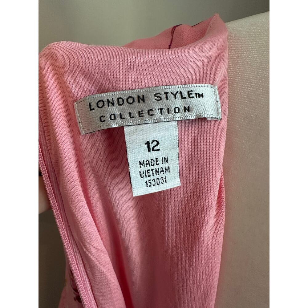 London Style Pink Floral Midi Dress Size 12 Tropical Boho Resort Vacation Summer - Picture 6 of 9